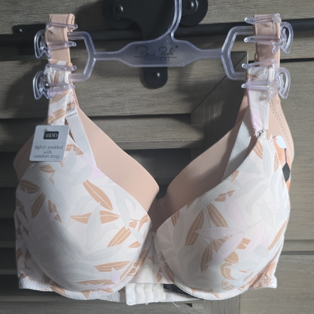 Rene Rofe Peach & Cream Floral Padded T-Shirt Bras